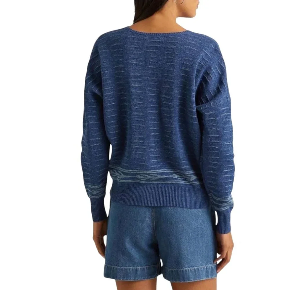 Lauren Ralph Lauren Vernida Linen Blend Crew Sweater, NWT, Blue, M
